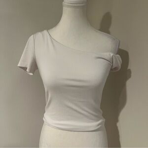 superdown White One-Shoulder Ribbed Top